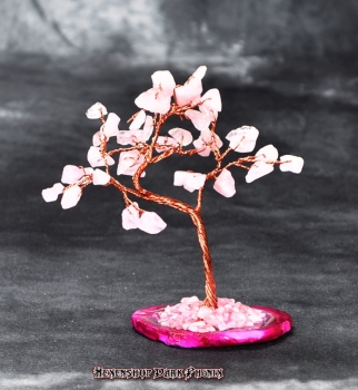 Hexenshop Dark Phönix Rosenquarz Edelsteinbäumchen 35 Steinchen Rosa Achat
